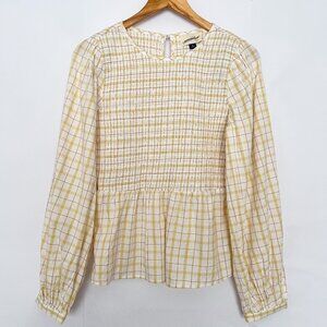 Universal Thread Smocked Top Cottagecore Peasant Bishop Sleeves Size XS Yellow